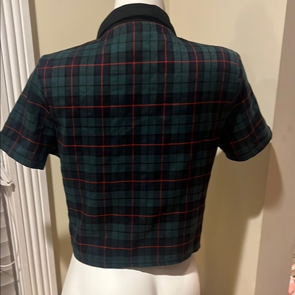 🎄Forever 21  Plaid Button-Up Women's Top - Green and Black Size Large 🎄 - Picture 10 of 16